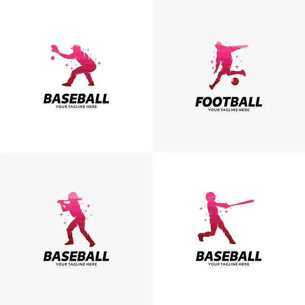 Sammlung Von Sport Logo Design Template Mit Weißem Hintergrund — Stockvektor