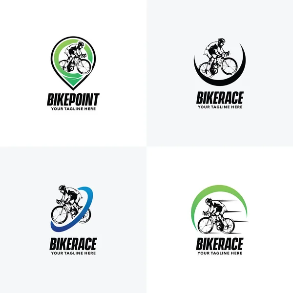 Collection Bicycling Sport Logo Design Template White Background — 스톡 벡터