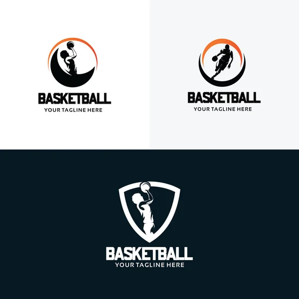 Collection Basketball Logo Design Template White Background — 스톡 벡터