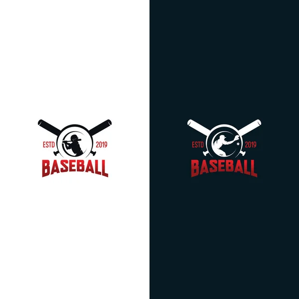 Sammlung Von Baseball Logo Design Template Mit Weißem Hintergrund — Stockvektor