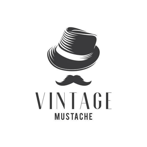 Vintage Mustache Logo Design Template White Background — Stock Vector