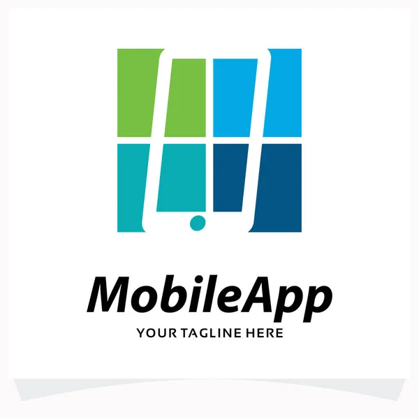 Mobile Apps Logo Template Design Template Con Sfondo Bianco — Vettoriale Stock