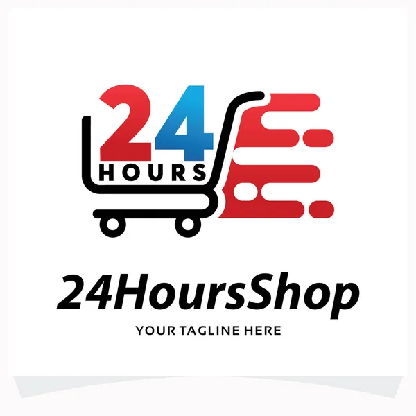 Stunden Shop Logo Template Design Vorlage Mit Weißem Hintergrund — Stockvektor