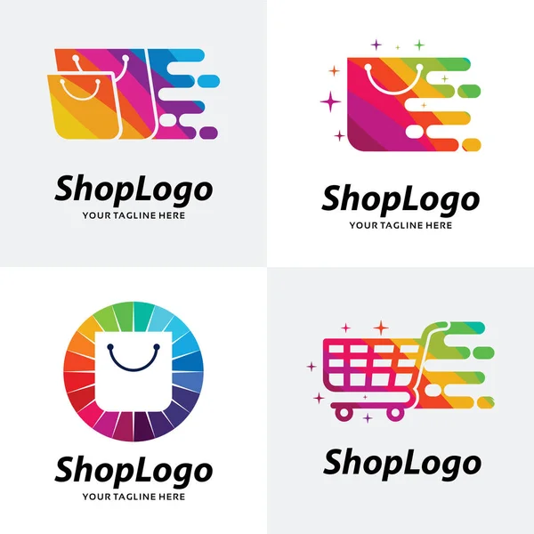 Plantilla Diseño Plantilla Logotipo Tienda Línea Colorida Con Fondo Blanco — Vector de stock