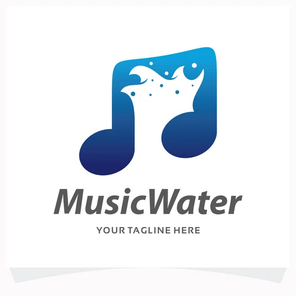 Musik Wasser Logo Design Vorlage Mit Weißem Hintergrund — Stockvektor