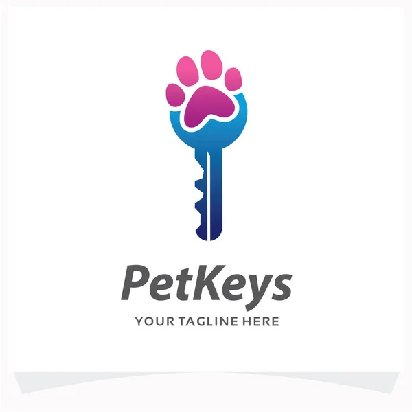 Pet Keys Logo Design Template Com Fundo Branco — Vetor de Stock