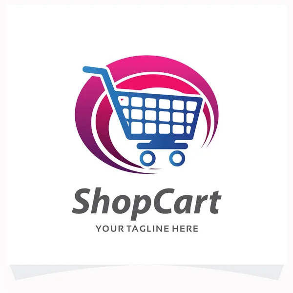 Dükkan Arabası Logosu Beyaz Arkaplan Tasarımı Şablonu