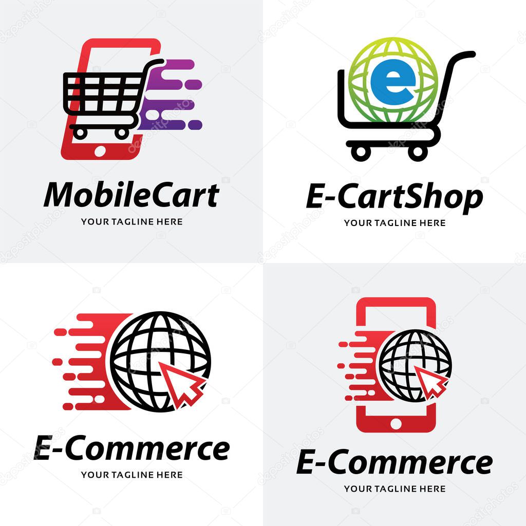 Collection of E-Commerce Logo Template Design Template with White Background