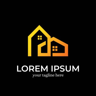 Emlak Logosu Tasarım Şablonu İlhamı - Vektör İllüstrasyonu