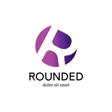 Harf R Yuvarlak Logo Tasarım Şablonu İlhamı - Vektör İllüstrasyonu