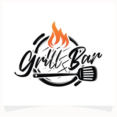 Beyaz arkaplanlı Hot BBQ Biftek Logosu Tasarım Şablonu