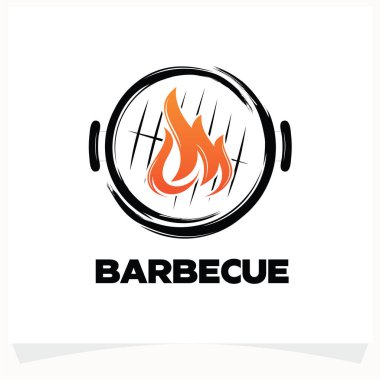 Beyaz arkaplanlı Hot BBQ Biftek Logosu Tasarım Şablonu