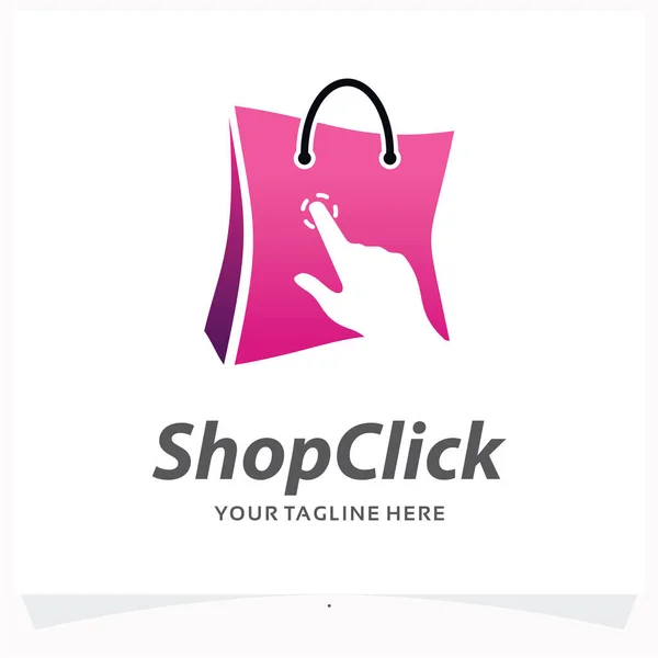 Tienda Click Logo Design Template Con Fondo Blanco — Vector de stock