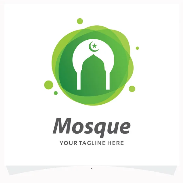 Islamische Moschee Logo Design Vorlage Mit Weißem Hintergrund — Stockvektor