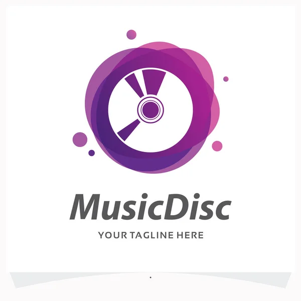 Beyaz Arkaplan Ile Müzik Diski Logosu Tasarım Şablonu — Stok Vektör