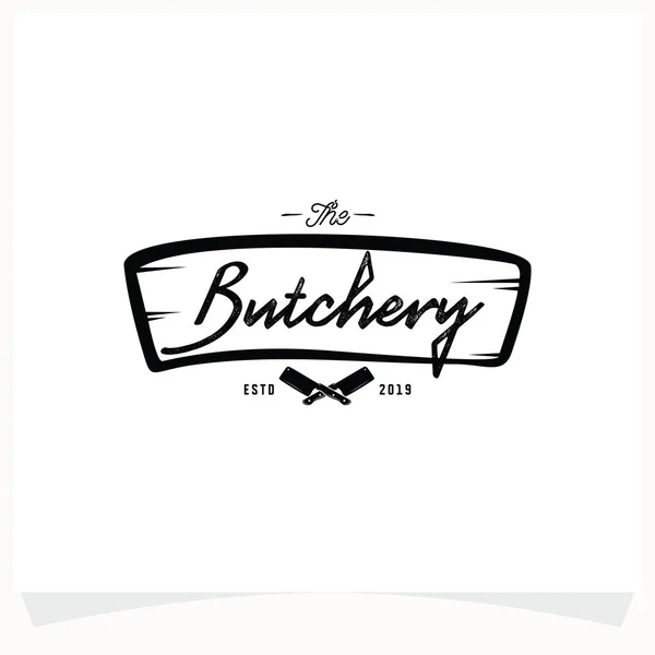 Butchery Shop Logo Design Template Projeto Vetorial Faca Cutelo Vaca — Vetor de Stock