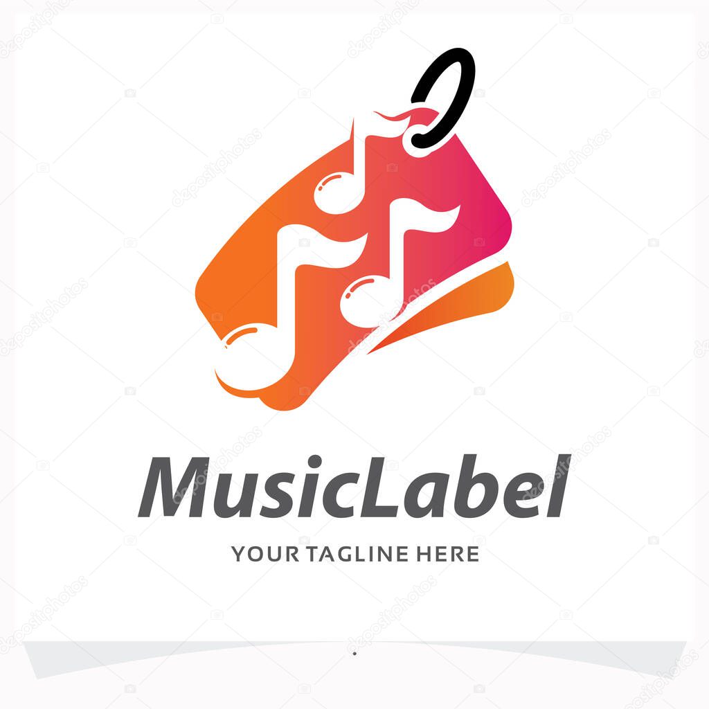 Music Label Logo Design Template with White Background