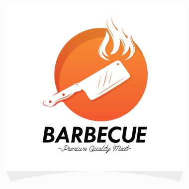 Beyaz arkaplanlı Hot BBQ Biftek Logosu Tasarım Şablonu