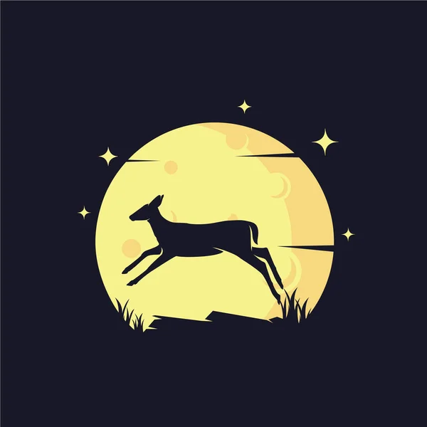 Souris Cerf Avec Fond Jaune Lune Modèle Logo Avec Fond — Image vectorielle