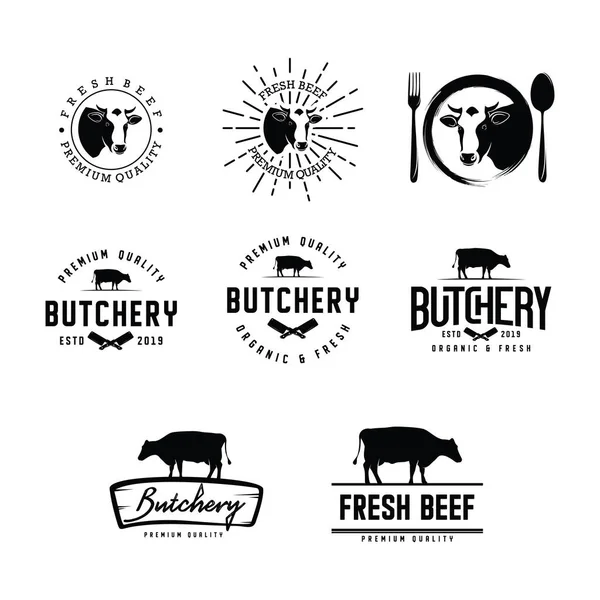 Beyaz arkaplanlı Kasap Logosu Tasarım Şablonu