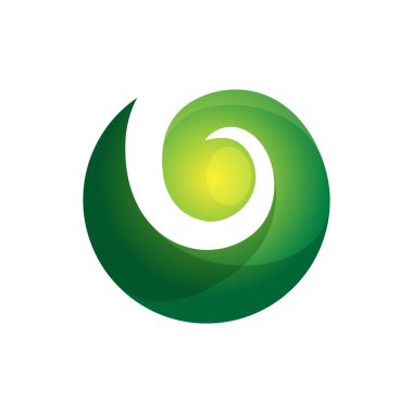 Beyaz Arkaplan ile Yeşil Girdap Logo Tasarımı Şablonu