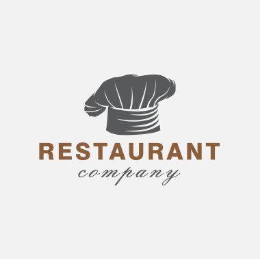 Şef Şapka Restoranı Logo Tasarım Şablonu Beyaz Arkaplan