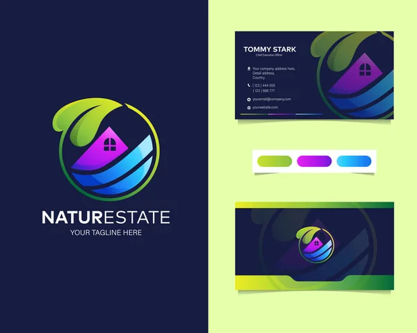 Logo Domaine Naturel Avec Variation Carte Visite Papeterie — Image vectorielle
