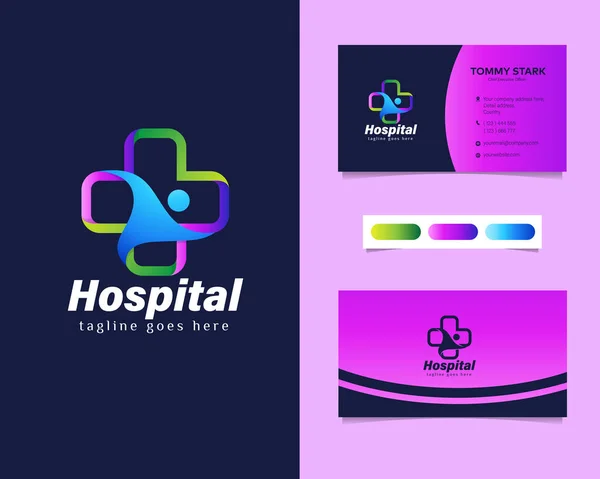 Logo Hôpital Avec Variation Carte Visite Papeterie — Image vectorielle