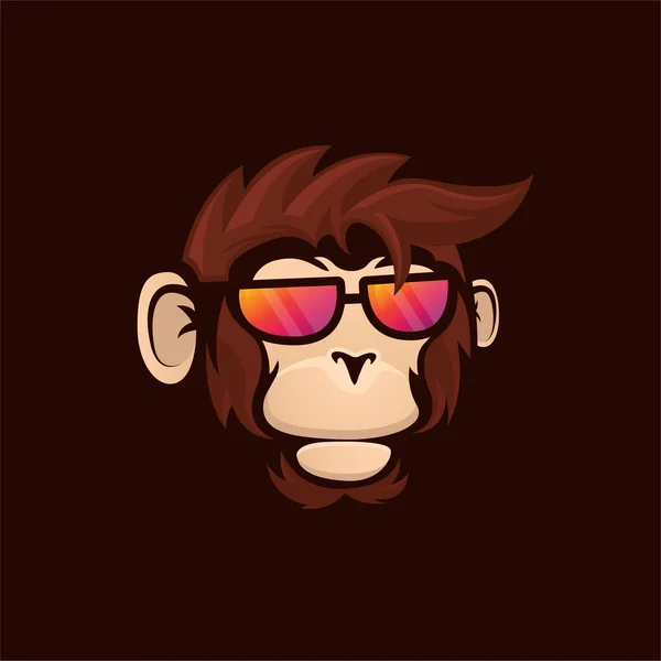 Cool Monkey Logo Design Mall Illustration Med Mörk Bakgrund — Stock vektor