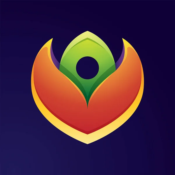Colorful Bloom Flower Logo Design Dark Background — Stock Vector