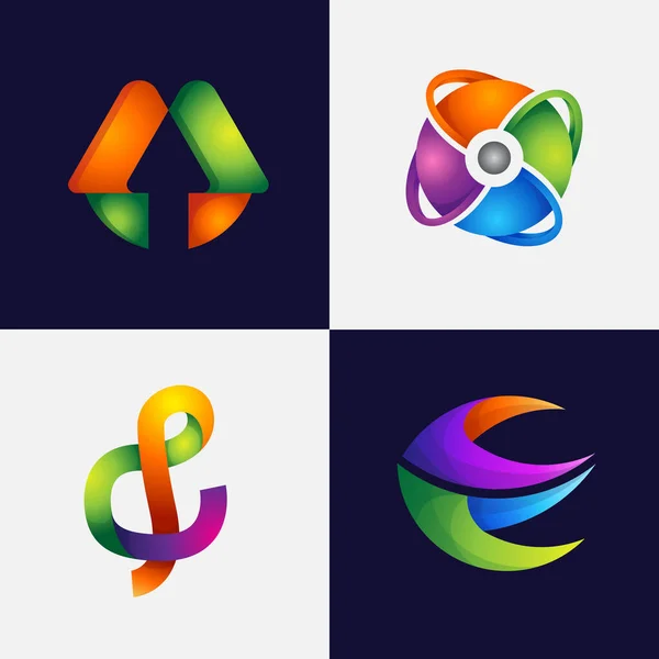 Farbverlauf Abstraktes Logo Design Set Mit Hintergrund — Stockvektor