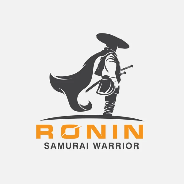 Samurai Warrior Logo Design Sablon Fehér Háttér — Stock Vector