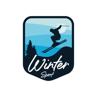Beyaz arkaplanlı Kış Spor Logosu Tasarım Şablonu