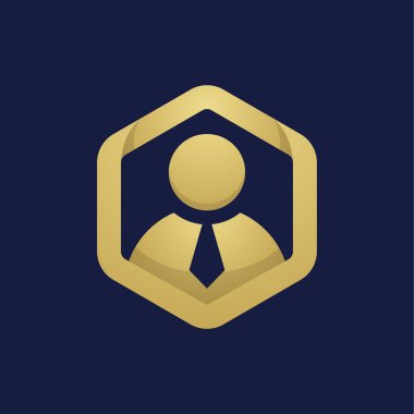 Lüks Altıgen Ofis İnsanları Logo Tasarım Şablonu
