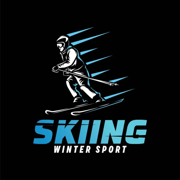 Hockey Sport Logo. Winter Sport Logo Design Template with dark background