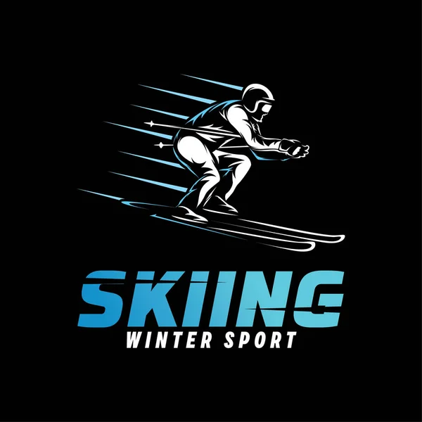 Hockey Sport Logo. Winter Sport Logo Design Template with dark background