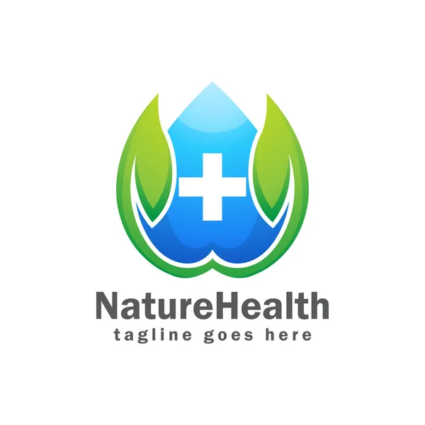 Beyaz Arkaplanlı Doğa Sağlığı Logosu Tasarım Şablonu — Stok Vektör