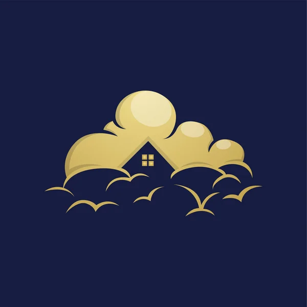 Modelo Design Logotipo Nuvem Luxo Com Fundo Escuro —  Vetores de Stock