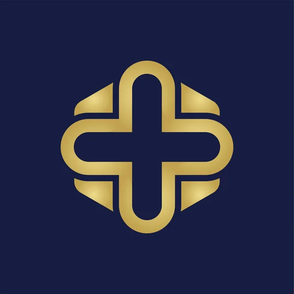Розкішний Шестикутник Здоров Дизайн Логотипу Темним Тлом — стоковий вектор