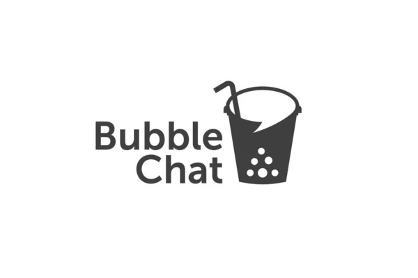 Bubble Drink Chat Logo Design Mall Med Vit Bakgrund — Stock vektor