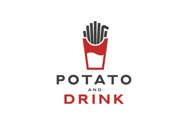 Batata Bebida Logo Design Template Com Fundo Branco — Vetor de Stock