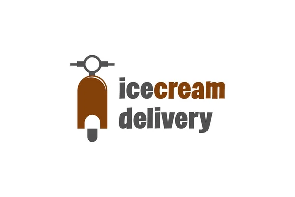 Ice Cream Scooter Delivery Logo Design Template White Background — Stock Vector