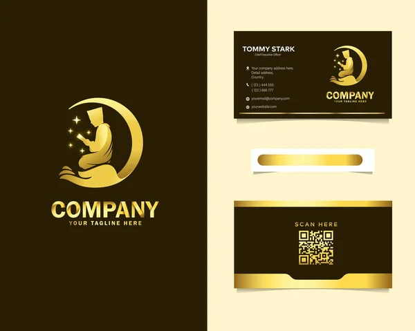 Design Logo Personnes Priant Luxe Avec Des Modèles Carte Visite — Image vectorielle