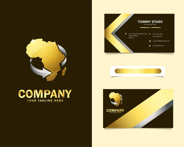 Gold Luxury African Express Logo Design Avec Des Modèles Cartes — Image vectorielle
