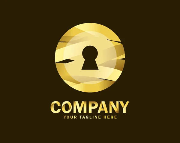 Luxury Gold Rounded Lock Logo Design Template Dark Background — Stock Vector