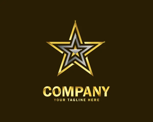 Luxury Gold Star Logo Design Template Dark Background — Stock Vector