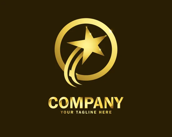 Luxury Gold Star Logo Design Template Dark Background — Stock Vector