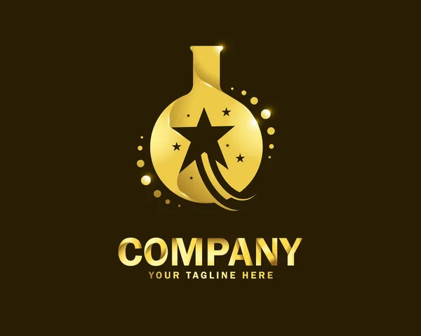 Luxury Gold Star Lab Logo Design Template Dark Background — Stock Vector