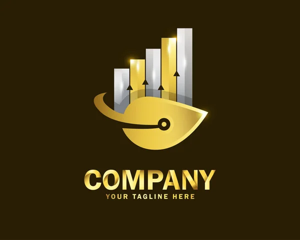 Luxury Gold Leaf Finance Logo Design Template Dark Background — Stock Vector