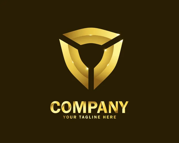 Luxury Gold Shield Logo Design Template Dark Background — Stock Vector